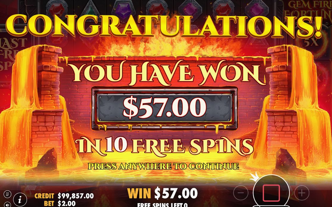 Win screen with the total payout shown