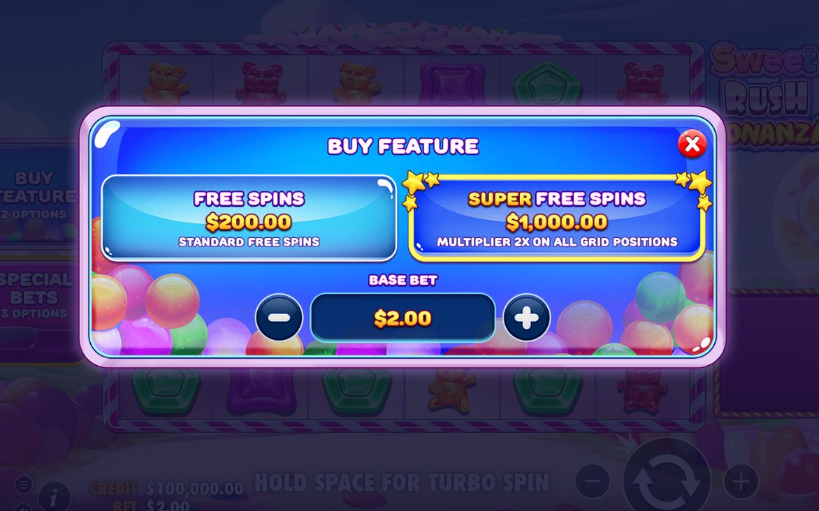 Bonus round screen as the feature starts