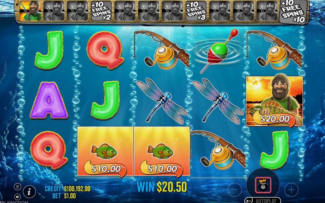 Free Spins counter with Fisherman Wild on every reel
