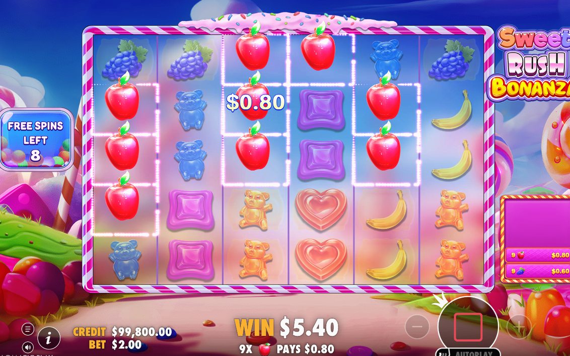 Free Spins screen with the grid in motion